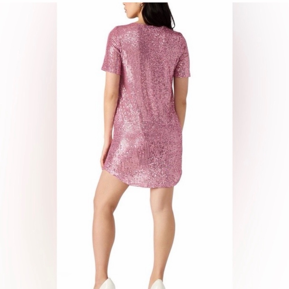 Betsey Johnson Pink Sequin Short Sleeve Shift Dress